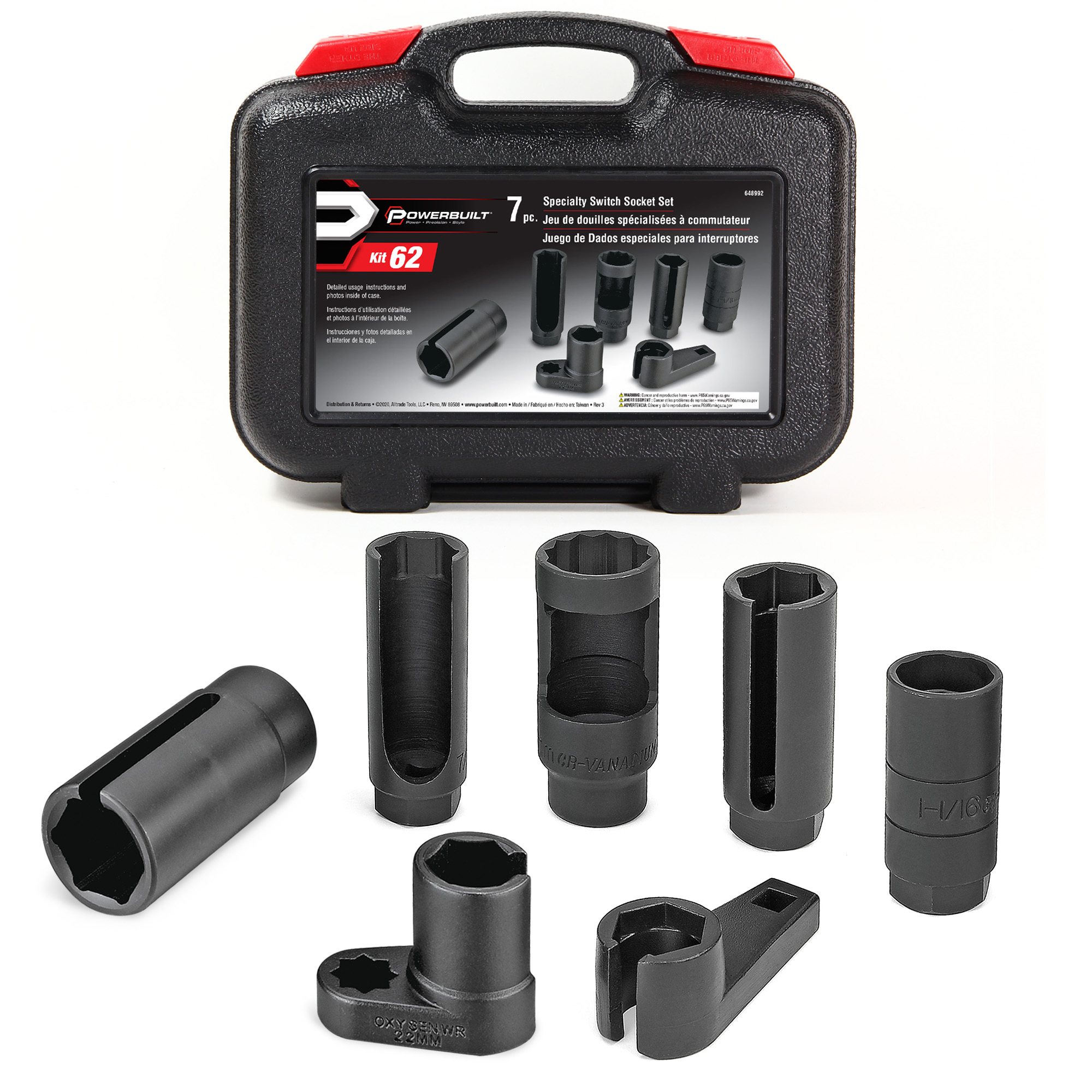 Powerbuilt, 7 Piece Specialty Switch Socket Kit, Model # 648992